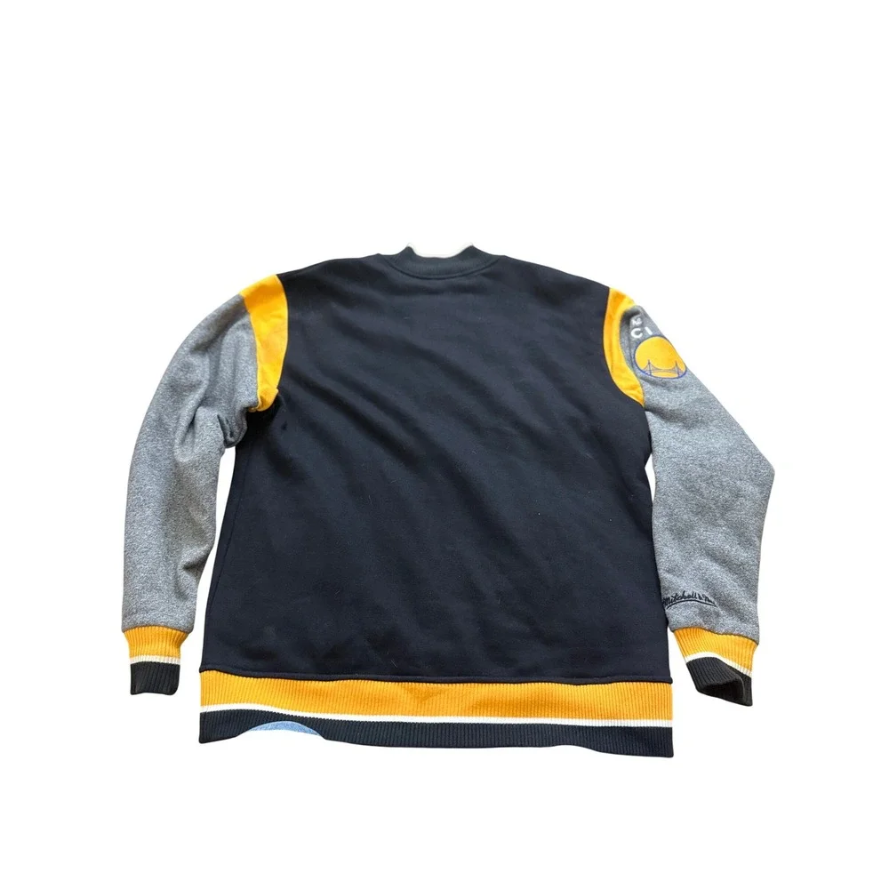 Mitchell & Ness Golden State Warriors Varsity Jacket Black Grey Yellow Mens L
